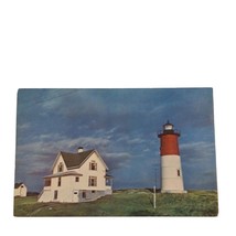 Postcard Nauset Lighthouse Eastham Massachusetts Cape Cod Chrome Unposted - £5.57 GBP