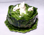 Vintage HOLLAND MOLD Cabbage &amp; Rabbits Serving Bowl With Lid And Underplate - £33.33 GBP