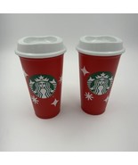 (2) Starbucks 2022 Red Cup Christmas Holiday 25 Years Anniversary 16oz R... - $18.76