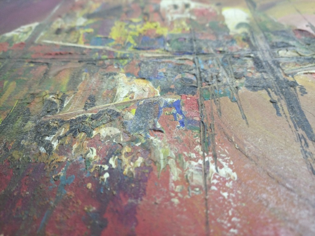 Vtg Zoltan Perlmutter Surrealistic Impasto Oil Painting Rising Sun, 37.5 x 58 cm Item image 9