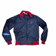 Vtg Izod Lacoste Silky Nylon Windbreaker Alligator Logo Sz S Navy &amp; Red - £61.35 GBP