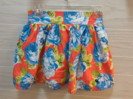Abercrombie &amp; Fitch Woman Coral Blue Floral Lined Skirt Small Mini Flounce - £10.11 GBP