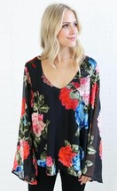 Show Me Your Mumu Black Floral Print Hippie Dippie Top Size Small NWT - $97.76