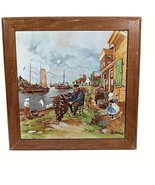 Dutch Tile Trivet Ter Steege BV Holland Fisherman Repairing Net Netherla... - $13.16