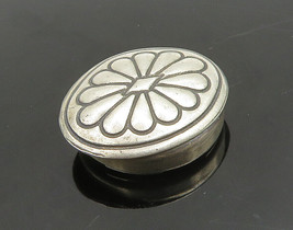 NAVAJO 925 Sterling Silver - Vintage Flower Motif Oval Button Cover - TR2734 - £34.13 GBP