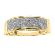 14k Yellow Gold Plated Mens Pave Round Moissanite 7mm Wedding Band Ring 1/2 ct - £80.47 GBP