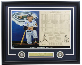 Mickey Mantle Signed Framed New York Yankees 14x21 LE Career Record BAS Auto 10 - £573.00 GBP
