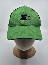 Vintage Starter Hat Cap Bright Green SpellOut Logo Script Mens 90s One Size - £27.96 GBP