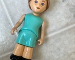 Vtg Little Tikes Dollhouse Girl Doll 1990s Turquoise clothes 4.5 Inch br... - £10.95 GBP