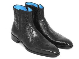 Handmade Leather Black  Ankle Zipper Boots Leather Men Dress Custom Made boots - £181.82 GBP
