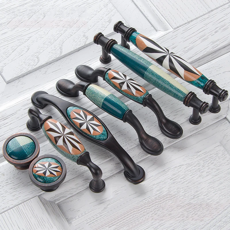 Ceramic Door Handles European Antique Furniture Handles Drawer Pulls Kitch - $10.14+