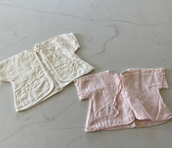 Baby Coat Lot Silk Embroidery Lt Pink White Vintage - $14.99