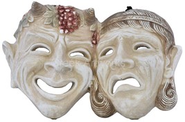 mask comedy and tragedy happy sad Greek theater symbol wall décor cast stone - £44.96 GBP