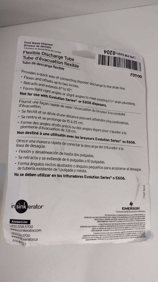 InSinkErator Flexible Discharge Tube N/A HP Garbage Disposal Systems