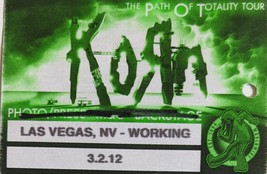 KORN The Path of Totality Tour 3.2.12 Las Vegas, NV Working Pass - £23.55 GBP