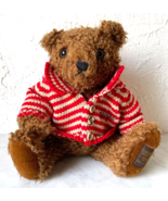 Giorgio Beverly Hills Plush Brown Teddy Bear Striped Sweater Vintage 1996 - £15.11 GBP