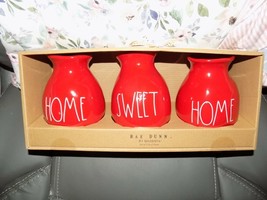 Rae Dunn Set Of 3 Red Vases &quot;Home Sweet Home&quot; Bud Vases New - £32.09 GBP