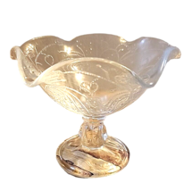 Vintage Pressed Glass Dessert Sundae Dish Clear Compote Pedestal 4 Inche... - £14.66 GBP