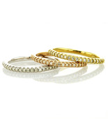 Real Diamond Wedding Band 3 Stacked Ring Set Eternity Round 14K Gold 0.6... - £826.26 GBP