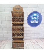 Vintage MCM Wooden Letter Bill Hanging Rack Slide Drawer 19x5x3  - $21.71