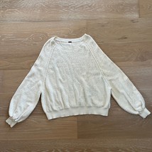 Free People Found My Friend Bouclé Pullover Cream Sweater Small - £26.59 GBP