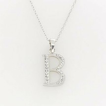 Sterling Silver .925 Made with Swarovski Crystal Initial B Pendant Necklace - £23.72 GBP