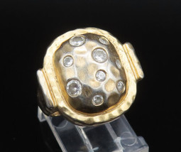 ROSS SIMON 925 Silver - Vintage Gold Plated Hammered Topaz Ring Sz 6 - R... - $40.76