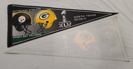 2011 Pittsburgh Steelers Green Bay Packer Super Bowl XLV 12x30 Pennant - $19.79