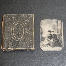 Victorian Tintype Photo Girls Lock Of Hair Mourning Union Case 1800s Wom... - £93.93 GBP