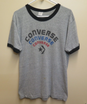 VTG 70s 80s Converse Soft Thin 50/50 Gray Black Ringer Shirt fits Sz M Rare - $284.95