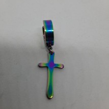 Cross Metallic Blue Purple Green Clip-on Earring Single Metal - £6.31 GBP