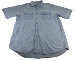 Vintage Faded Glory Men&#39;s Denim Shirt Large Short Sleeve Button Blue 2 Pockets - $17.10