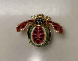 Joan Rivers Bee Pin Brooch Watermelon Enamel Crystals - £42.64 GBP