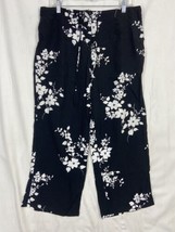 Fashion Bug Women&#39;s Black Floral Crop Dress Pants Zip Stretch Size X-Large - £8.34 GBP