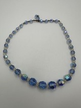 Vintage Blue Iridescent Bead Necklace 14”-16” - $24.75