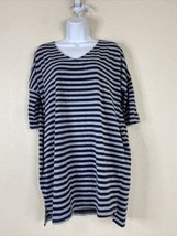 Umgee Womens Size S Gray/Blue V-neck Oversized T-shirt Tunic 3/4 Sleeve - £5.68 GBP