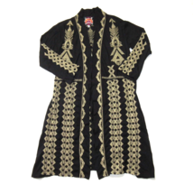 NWT Johnny Was Tracy Knit Duster Coat in Black Geo Embroidered Open Cardigan XS - £93.57 GBP