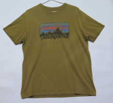 Patagonia USA Made Organic Cotton Green P6 Big Logo T Shirt Tee Sz L Slim - £26.47 GBP