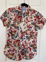 NWT Rockmount Ranch Pearl Snap Western Hawaiian Shirt Blouse Cowboy Aloha Medium - £59.13 GBP