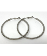Silvertone &amp; Rhinestone Hoop Pierced Earrings 2.25&quot; - $13.02 CAD