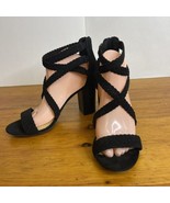 LC Lauren Conrad Womens 9.5 Aventurine Comfort Ankle Strap Heels Black B... - $29.69