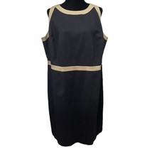 Tahari Woman Black Tan Retro Sleeveless Stretch Sheath Dress Size 20 - £47.25 GBP