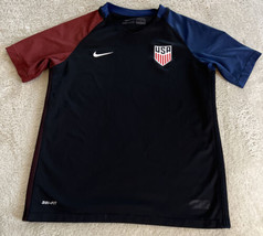 Nike Boys Navy Blue Red Black Embroidered USA Soccer Athletic Shirt Large 10-12 - £9.64 GBP