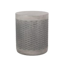 Outdoor Lightweight Concrete Side Table Grey Modern Contemporary Round Water - £90.20 GBP