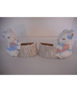 Vintage Burwood Boy/Girl Easter Bunny Storage Plaques Rabbit Wall pocket - $18.39