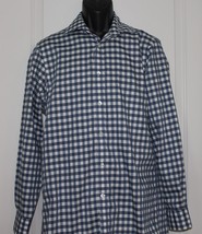 Michael Kors Mens Shirt Size 32/33 Blue Check Long Sleeve - $19.30