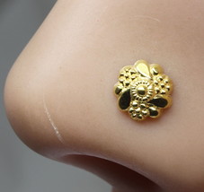 Blumenmuster Nasen Ring , Vergoldet Korkenzieher Piercing L Form Ohrstec... - £7.81 GBP