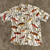 Orvis Shirt Mens M Trout Fish All Over Print Button Short Sleeve Single ... - $22.91