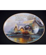 Thomas Kinkade oval porcelain collector plate Lochaven Cottage gold rim ... - $12.95