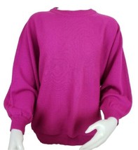 80s Knitivo Acrylic Sweater Womens L XL Fuchsia Crew Neck Batwing Bubble... - £21.56 GBP